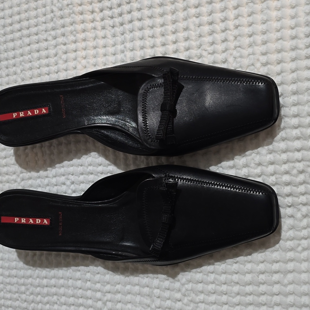 Prada Women's Black Leather Mules 7.5 - Picture 7 of 10